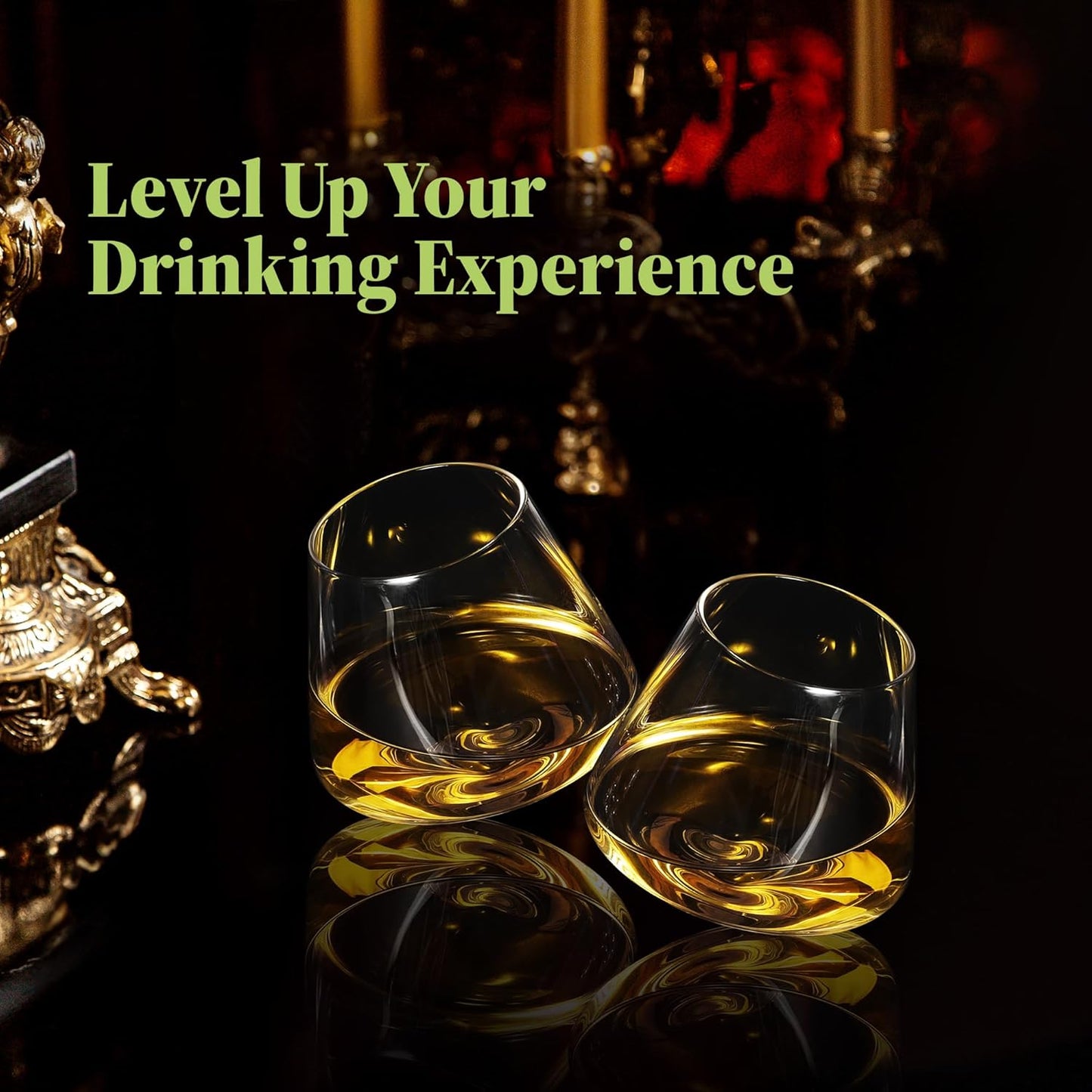 QUAFFER Tilted Whiskey Glasses Tumblers 12oz