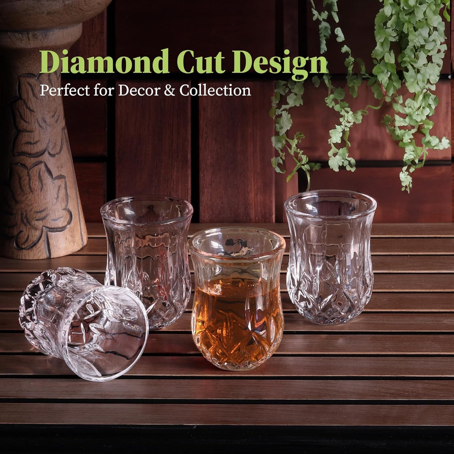 Quaffer Elegant Diamond Patterned Shot Glasses 1.75oz