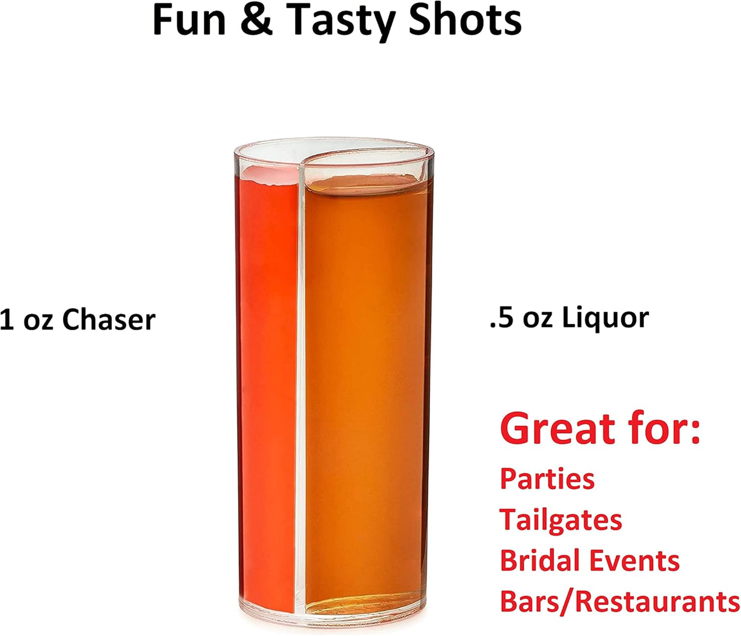 QUAFFER Split Shooters Divided Test Tube Plastic Shot Glasses