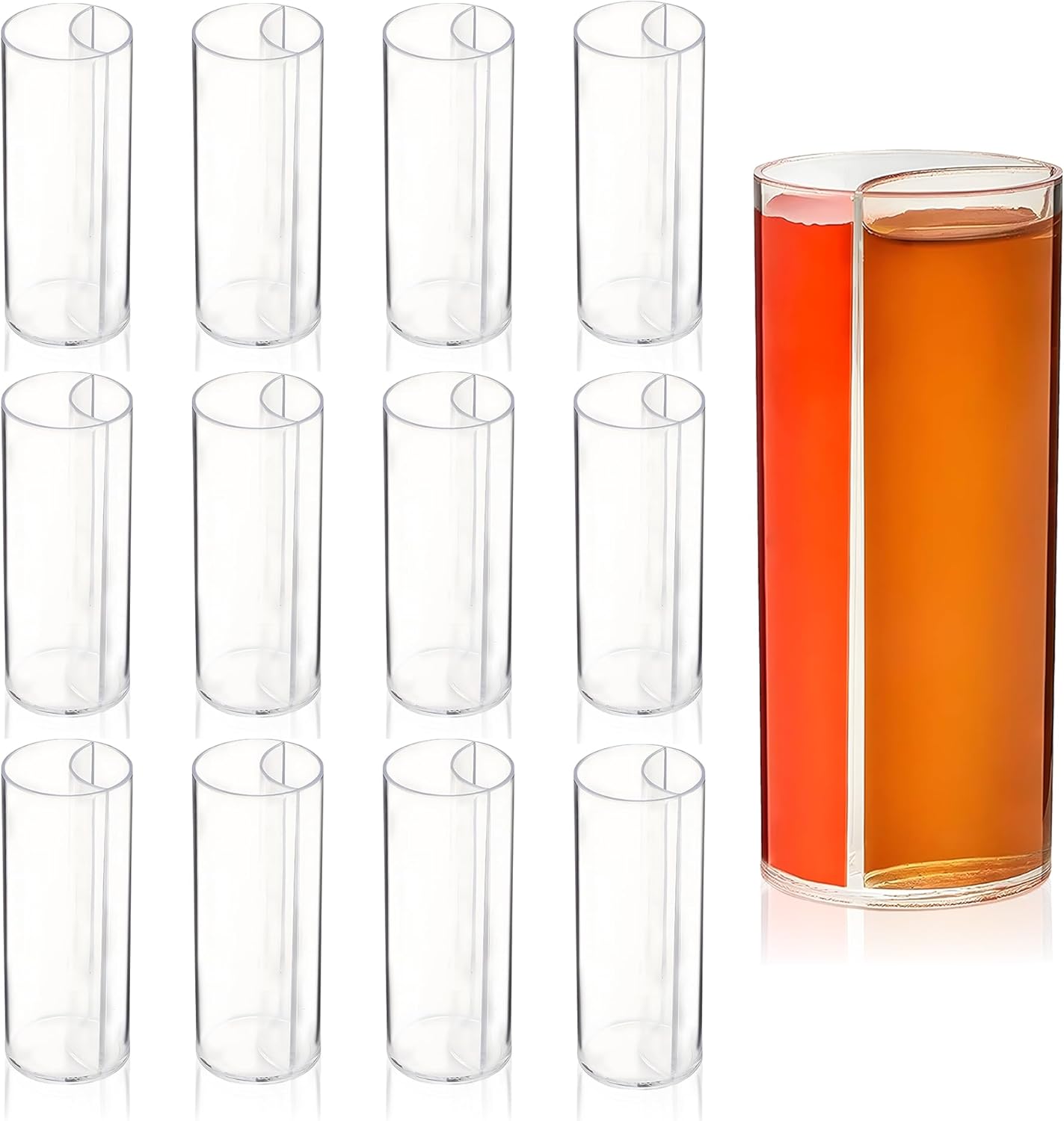 QUAFFER Split Shooters Divided Test Tube Plastic Shot Glasses