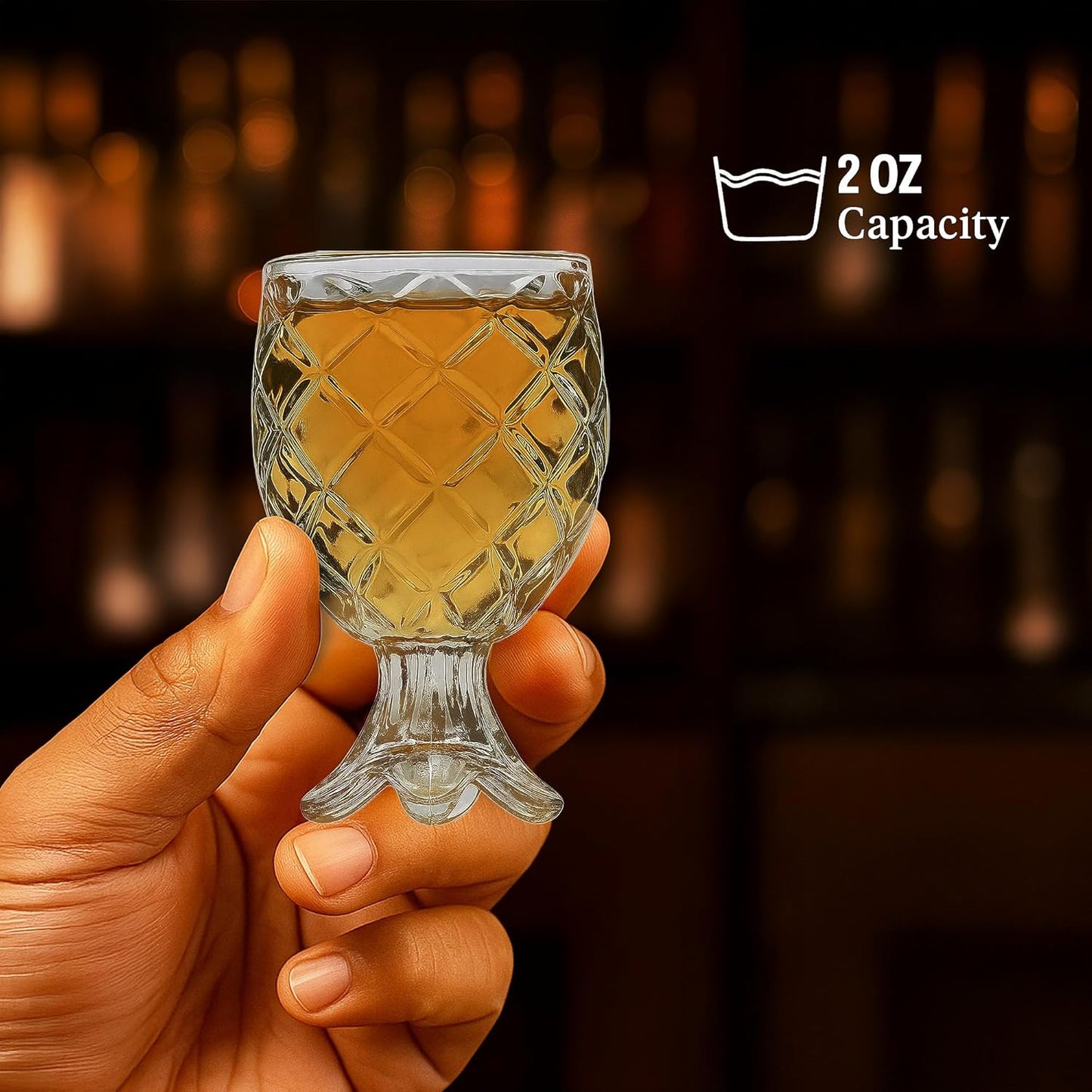 QUAFFER Elegant Pineapple Patterned Shot Glasses 2oz