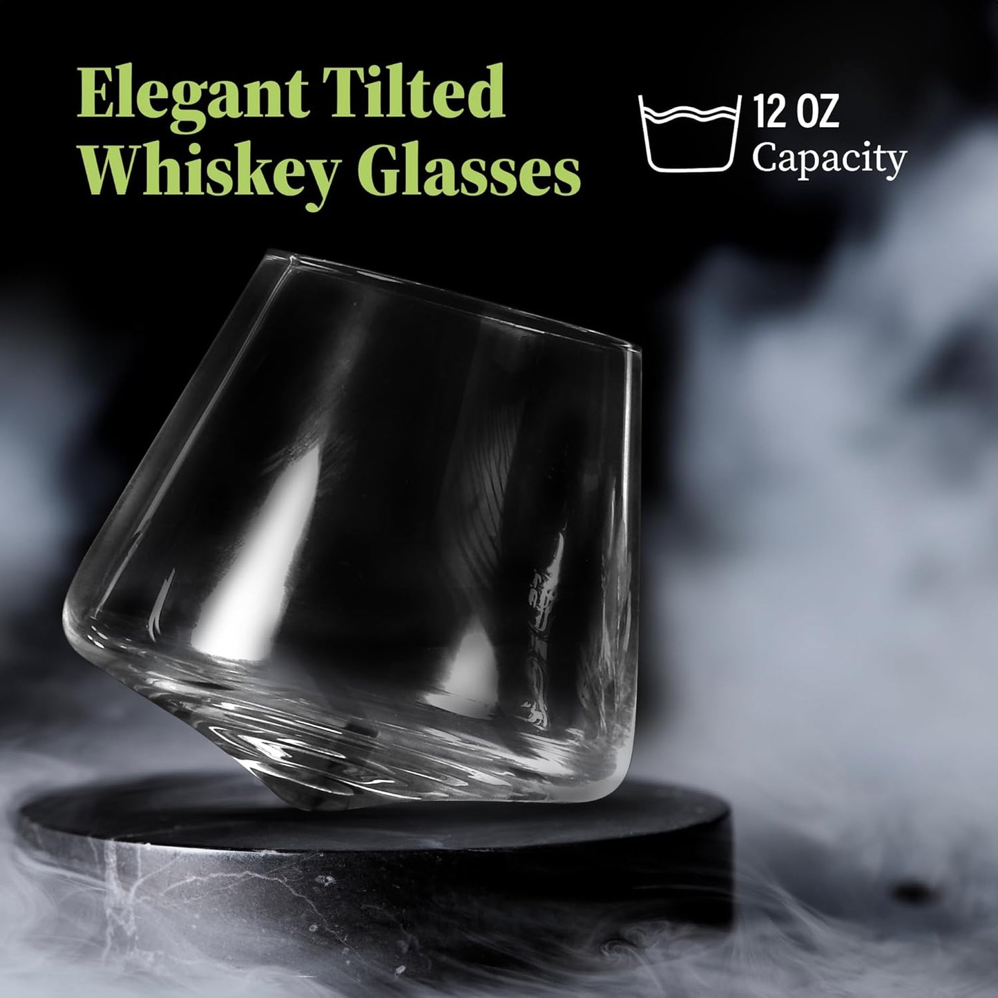 QUAFFER Tilted Whiskey Glasses Tumblers 12oz