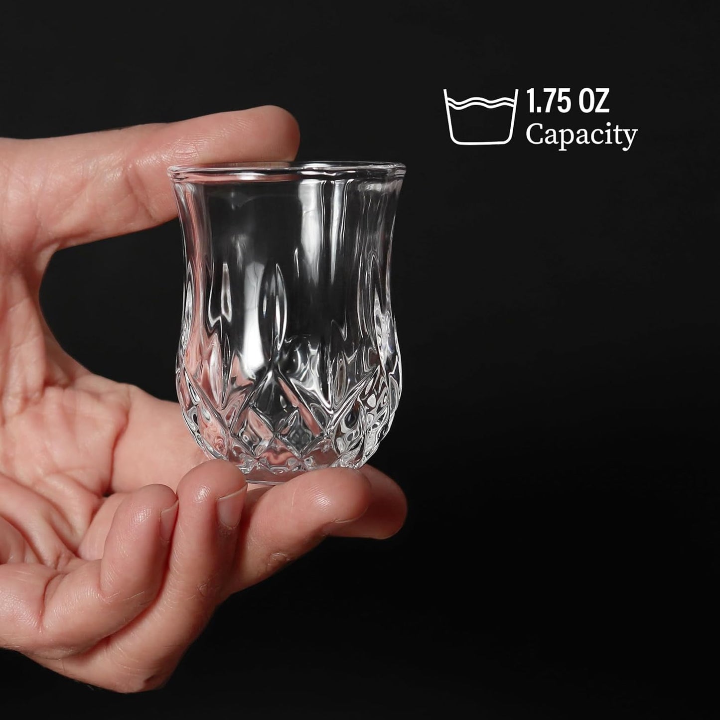 Quaffer Elegant Diamond Patterned Shot Glasses 1.75oz