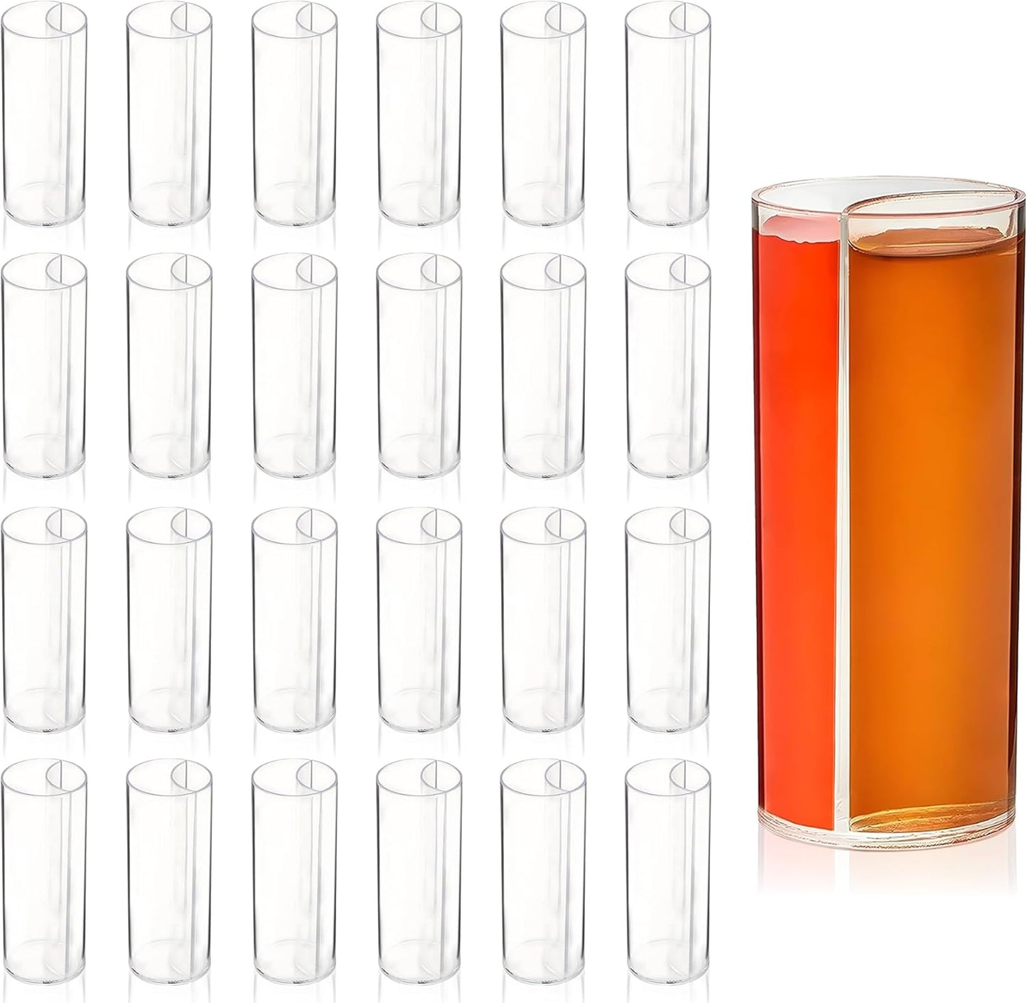 QUAFFER Split Shooters Divided Test Tube Plastic Shot Glasses