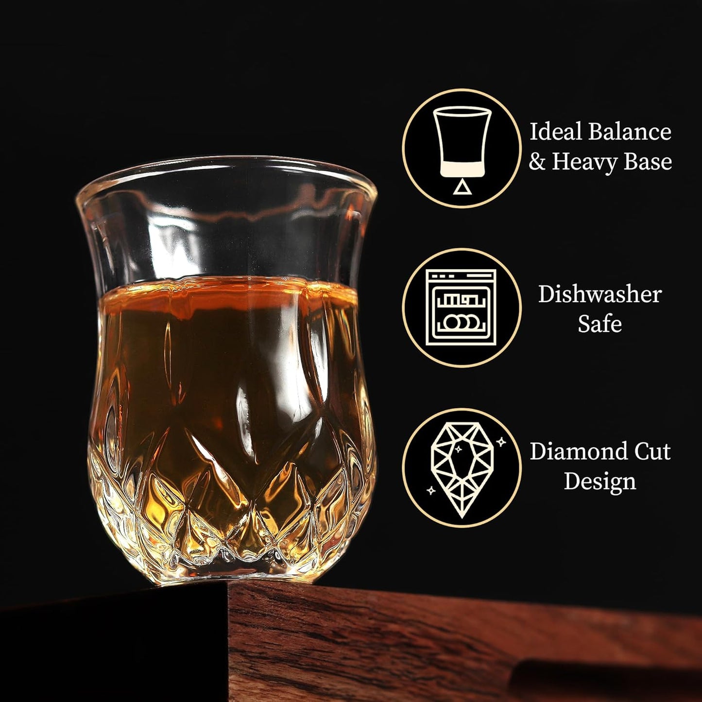 Quaffer Elegant Diamond Patterned Shot Glasses 1.75oz