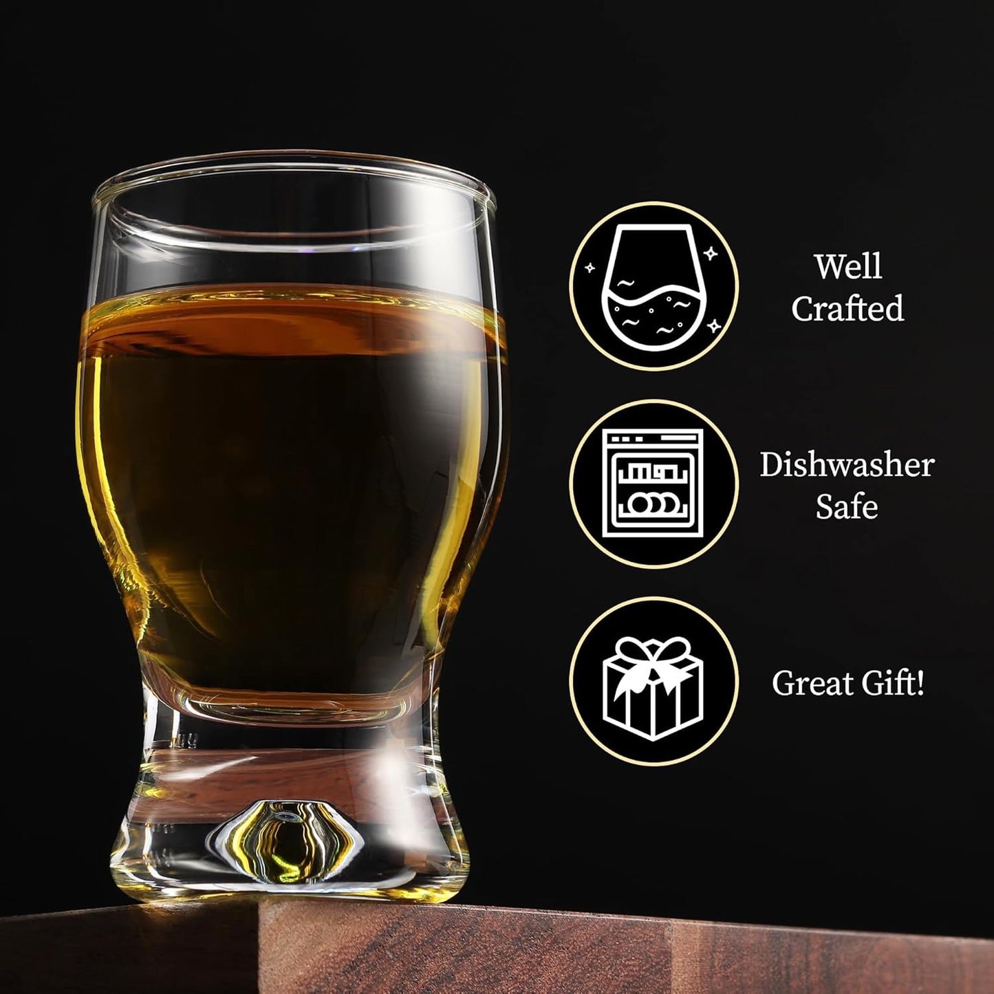 QUAFFER Elegant Curved Shot Glasses 2oz