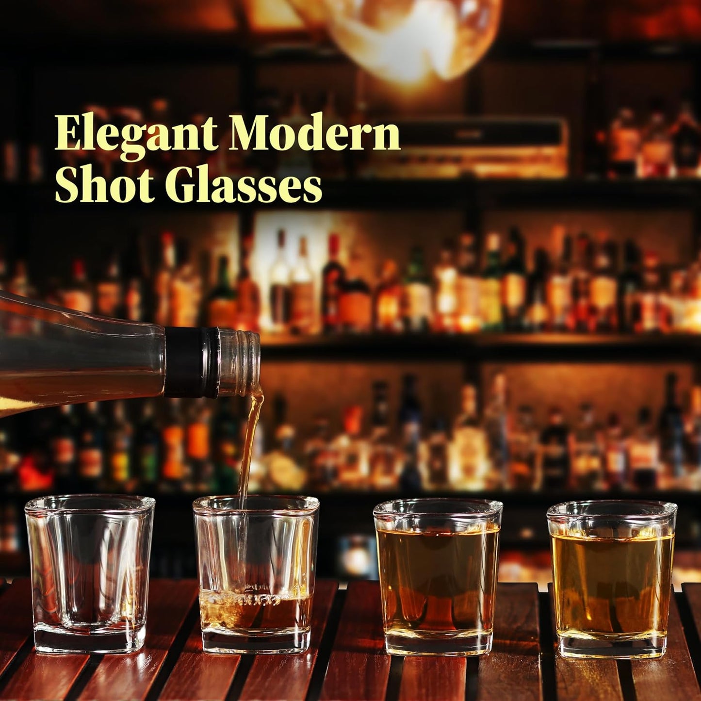 QUAFFER Square Shot Glasses Heavy Base 2oz