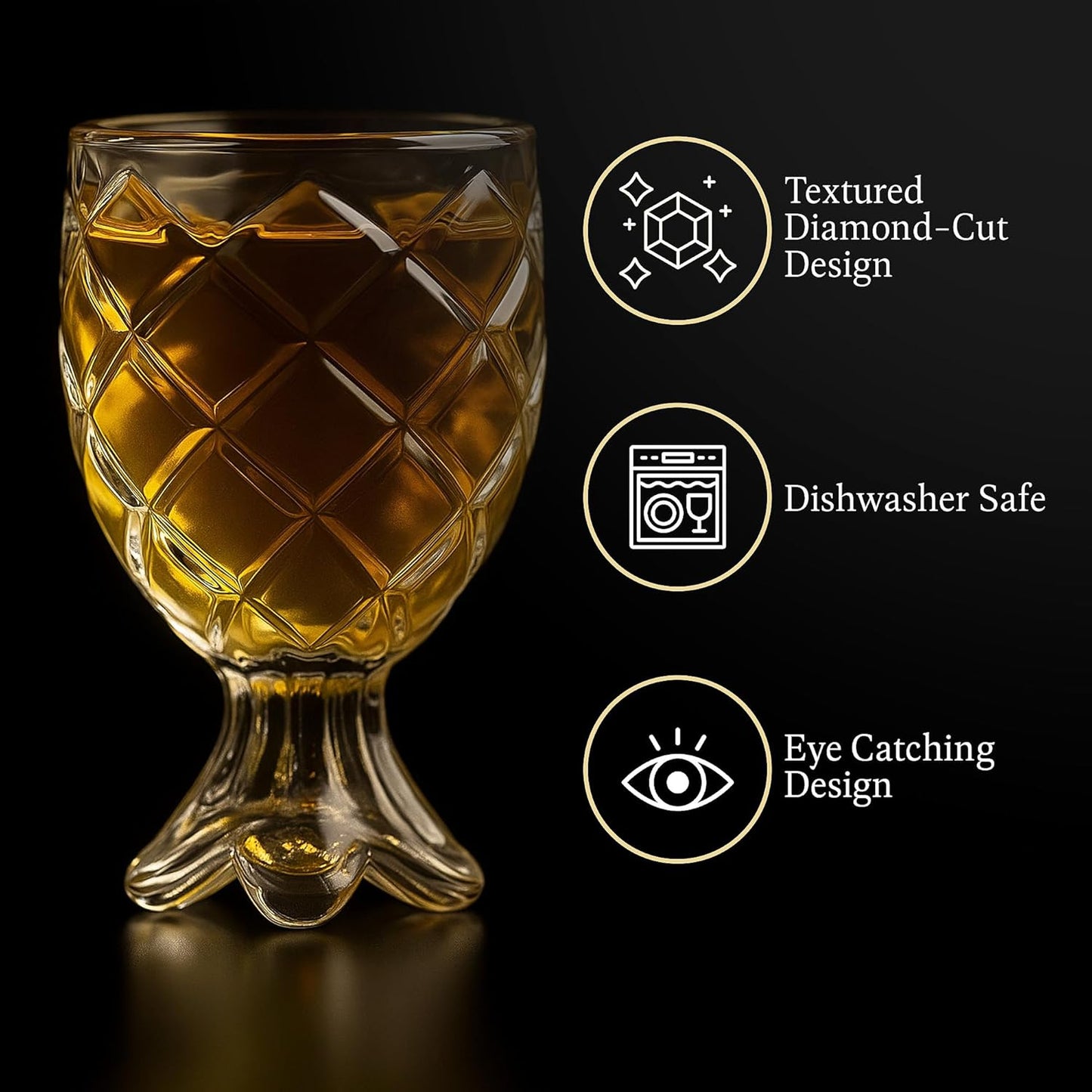 QUAFFER Elegant Pineapple Patterned Shot Glasses 2oz