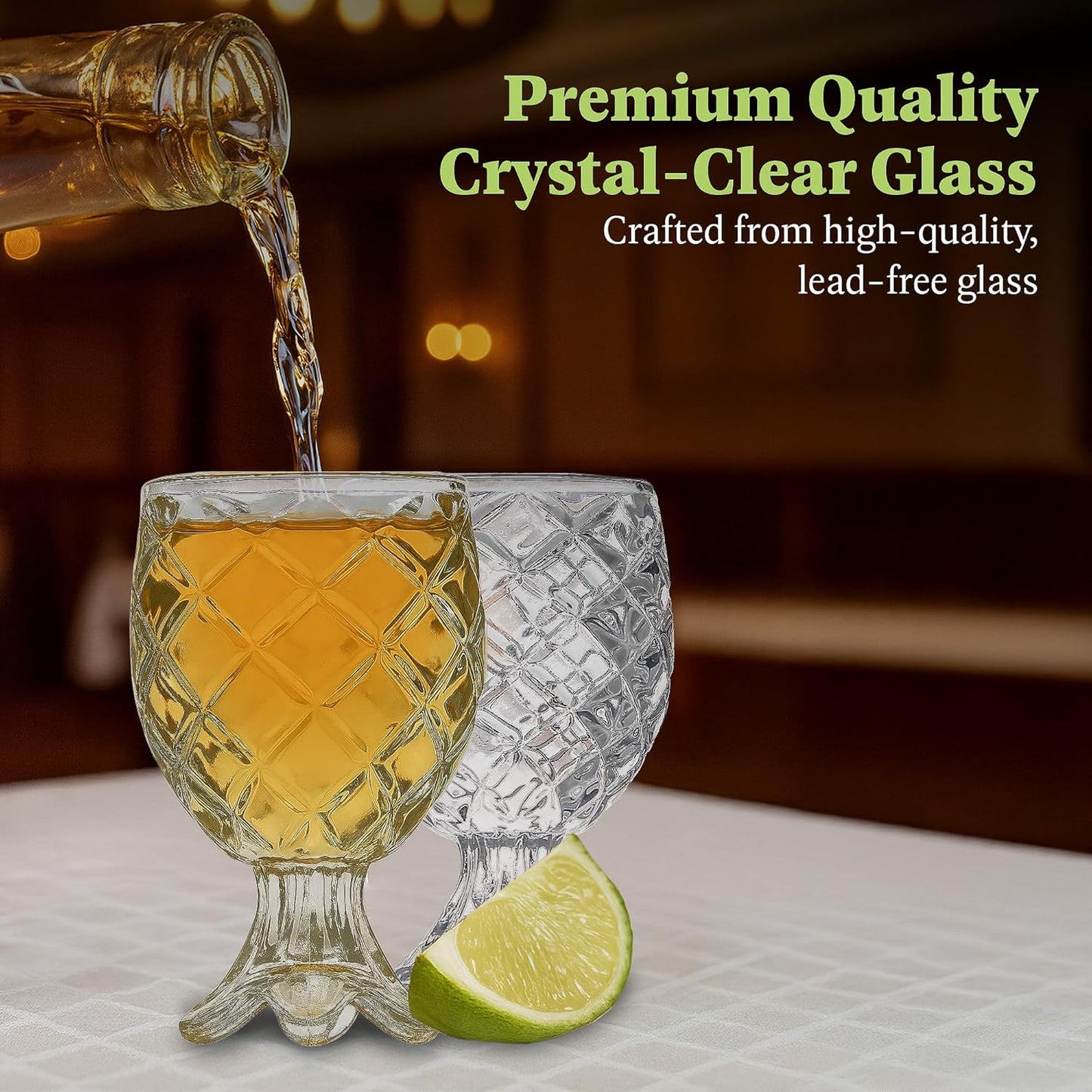 QUAFFER Elegant Pineapple Patterned Shot Glasses 2oz
