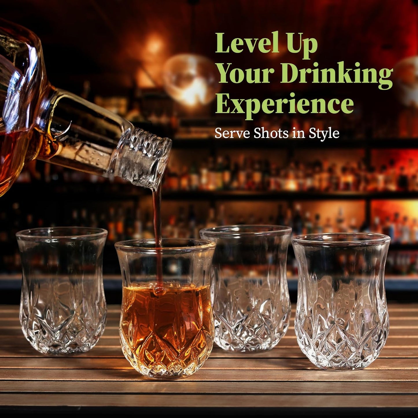 Quaffer Elegant Diamond Patterned Shot Glasses 1.75oz