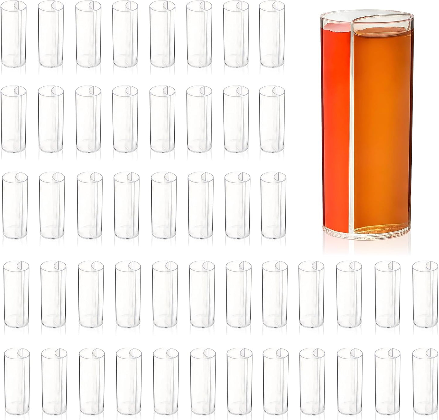 QUAFFER Split Shooters Divided Test Tube Plastic Shot Glasses