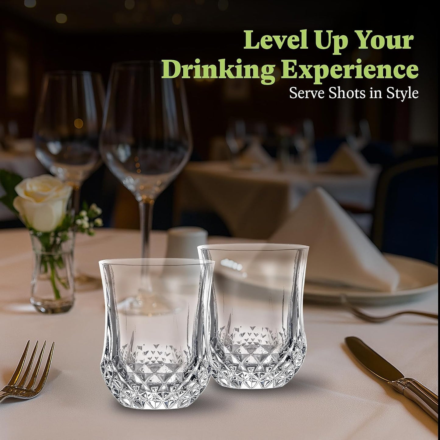 QUAFFER Classic Whiskey Glasses with Elegant Diamond Pattern 7oz