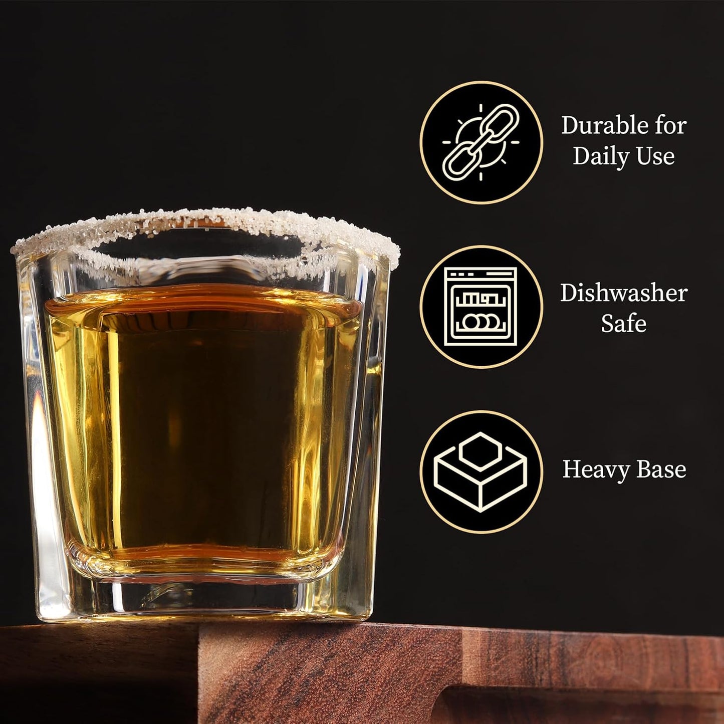 QUAFFER Square Shot Glasses Heavy Base 2oz