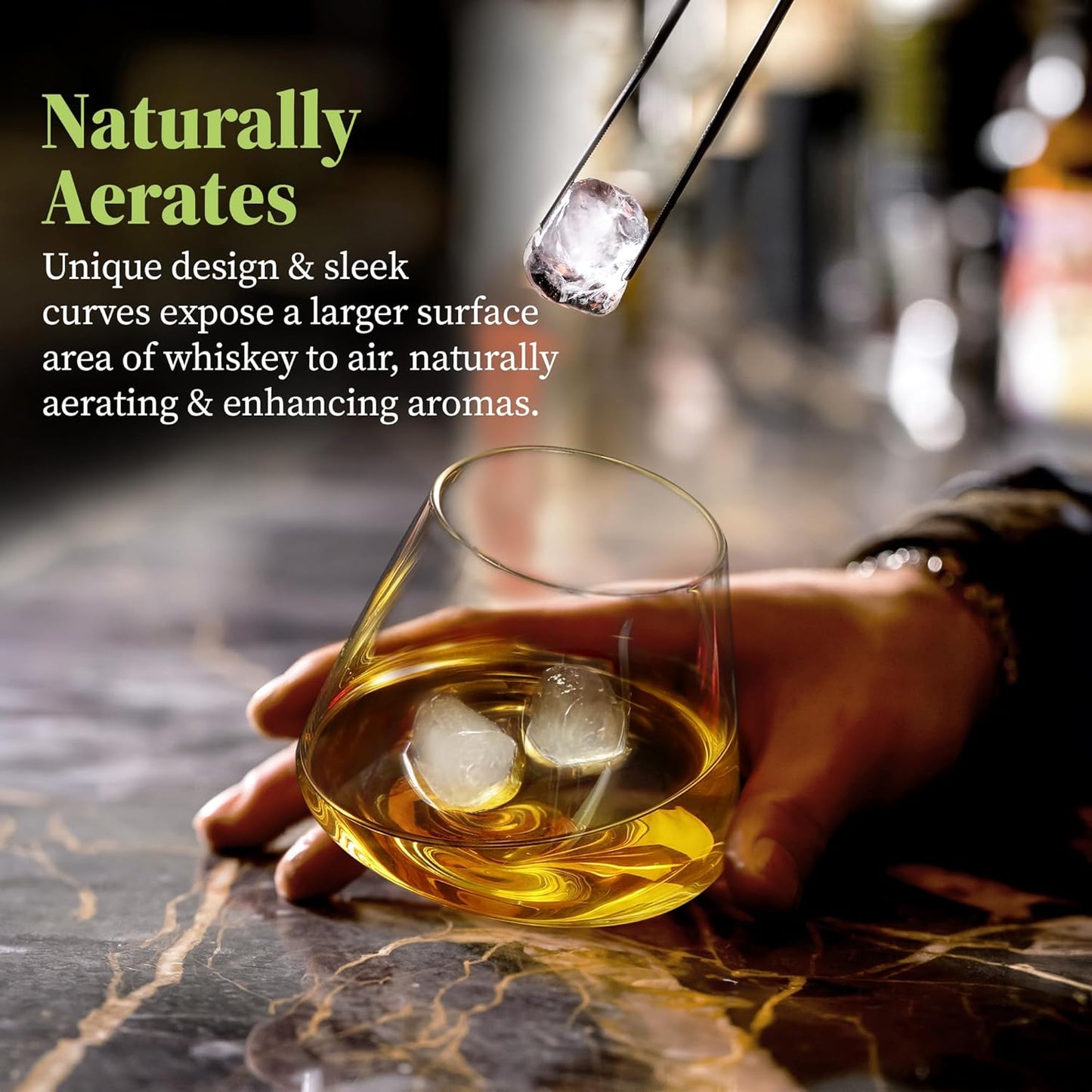 QUAFFER Tilted Whiskey Glasses Tumblers 12oz