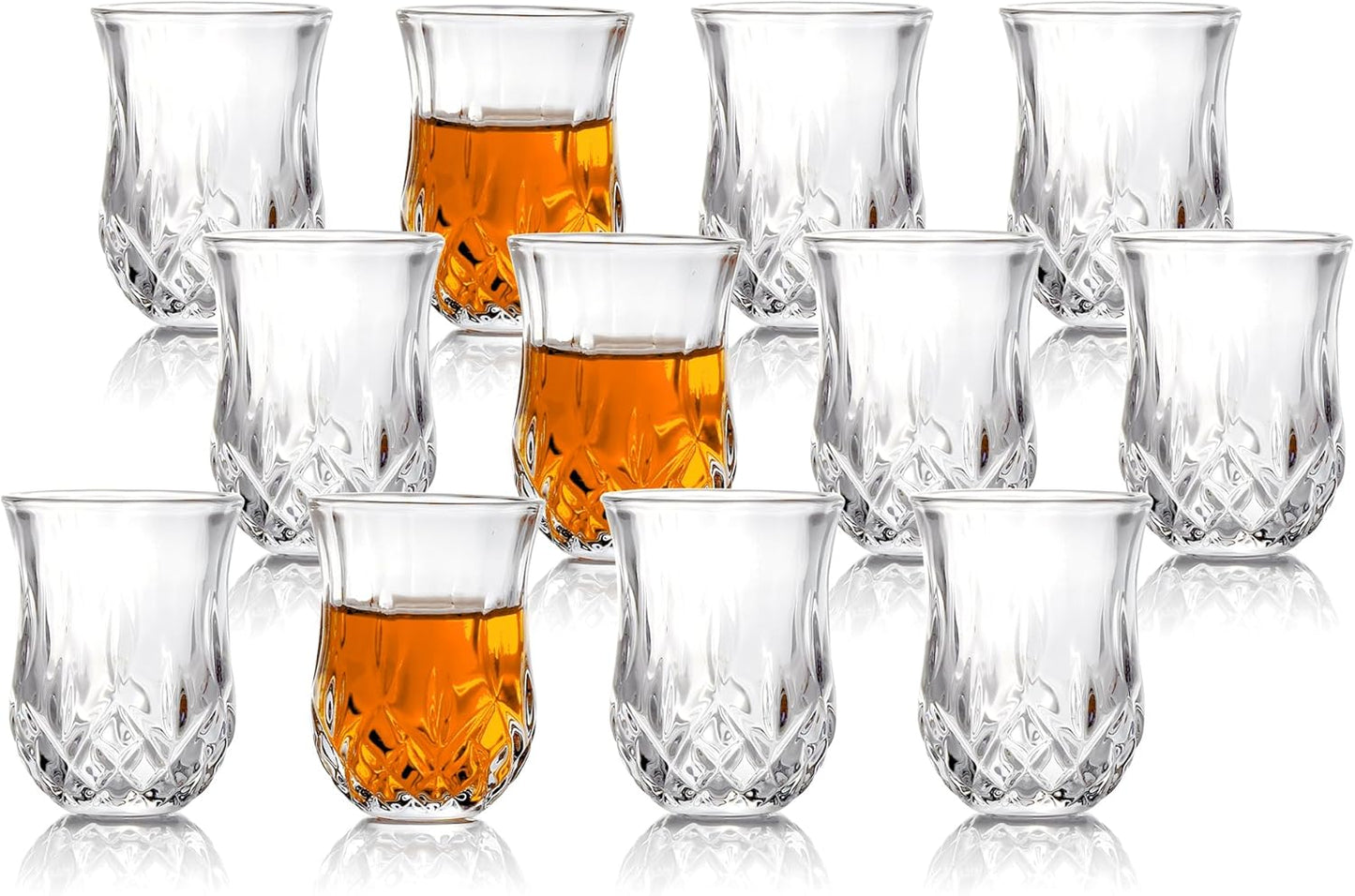 Quaffer Elegant Diamond Patterned Shot Glasses 1.75oz