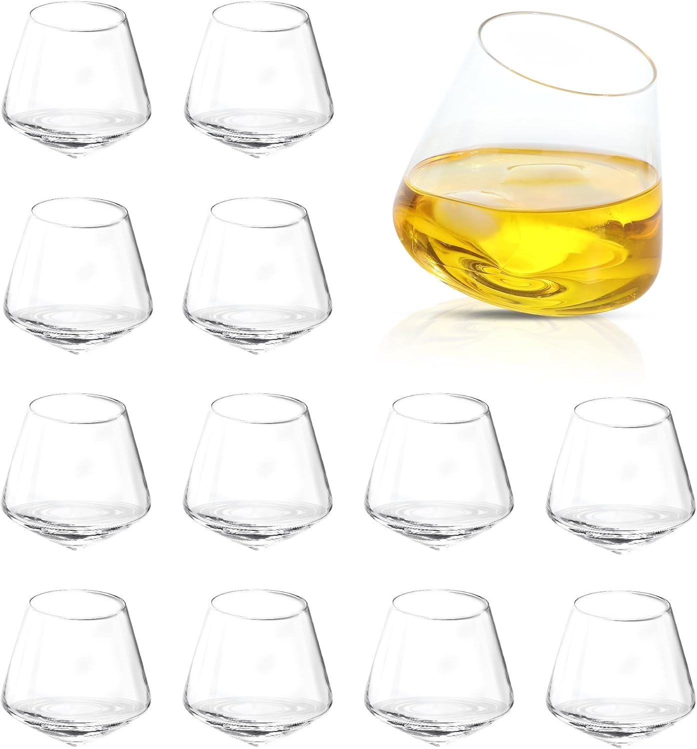 QUAFFER Tilted Whiskey Glasses Tumblers 12oz