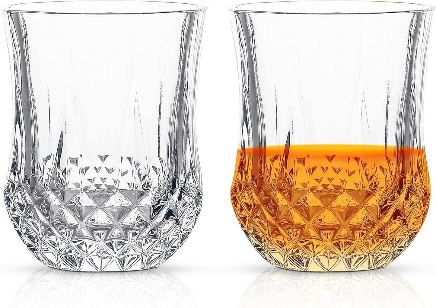 QUAFFER Classic Whiskey Glasses with Elegant Diamond Pattern 7oz