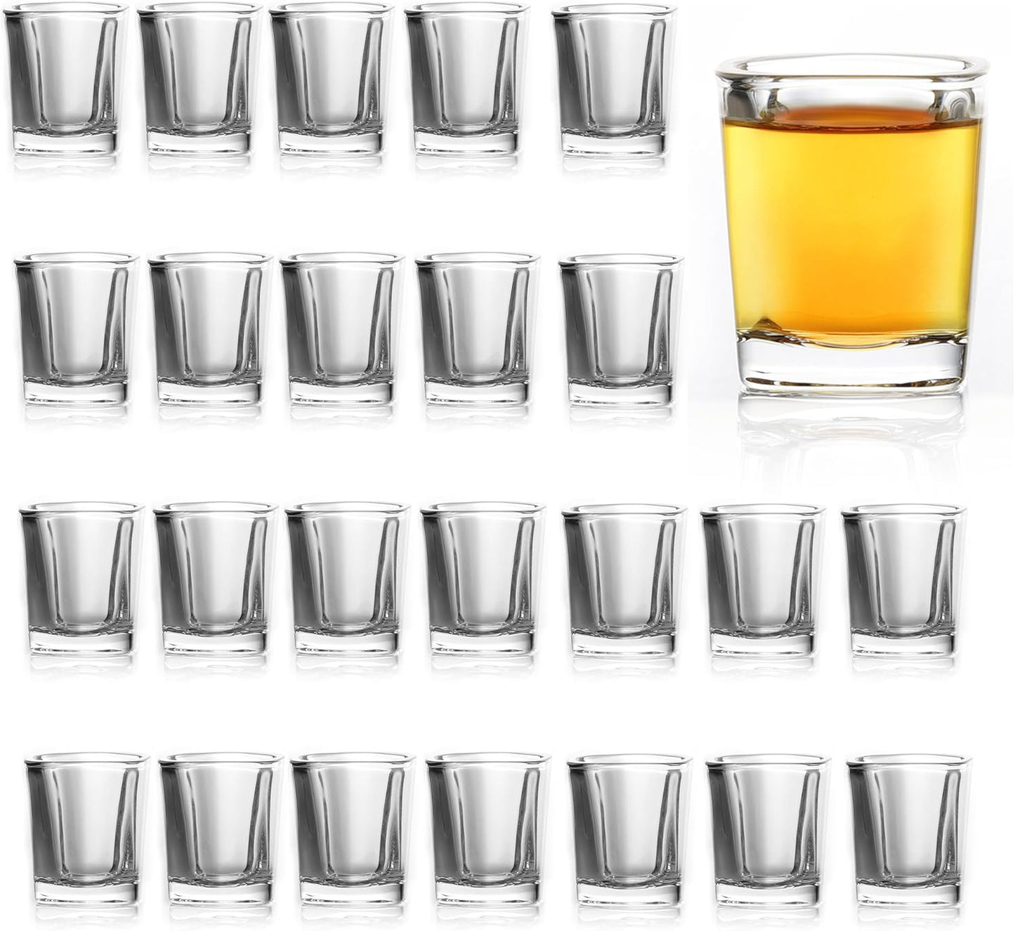 QUAFFER Square Shot Glasses Heavy Base 2oz