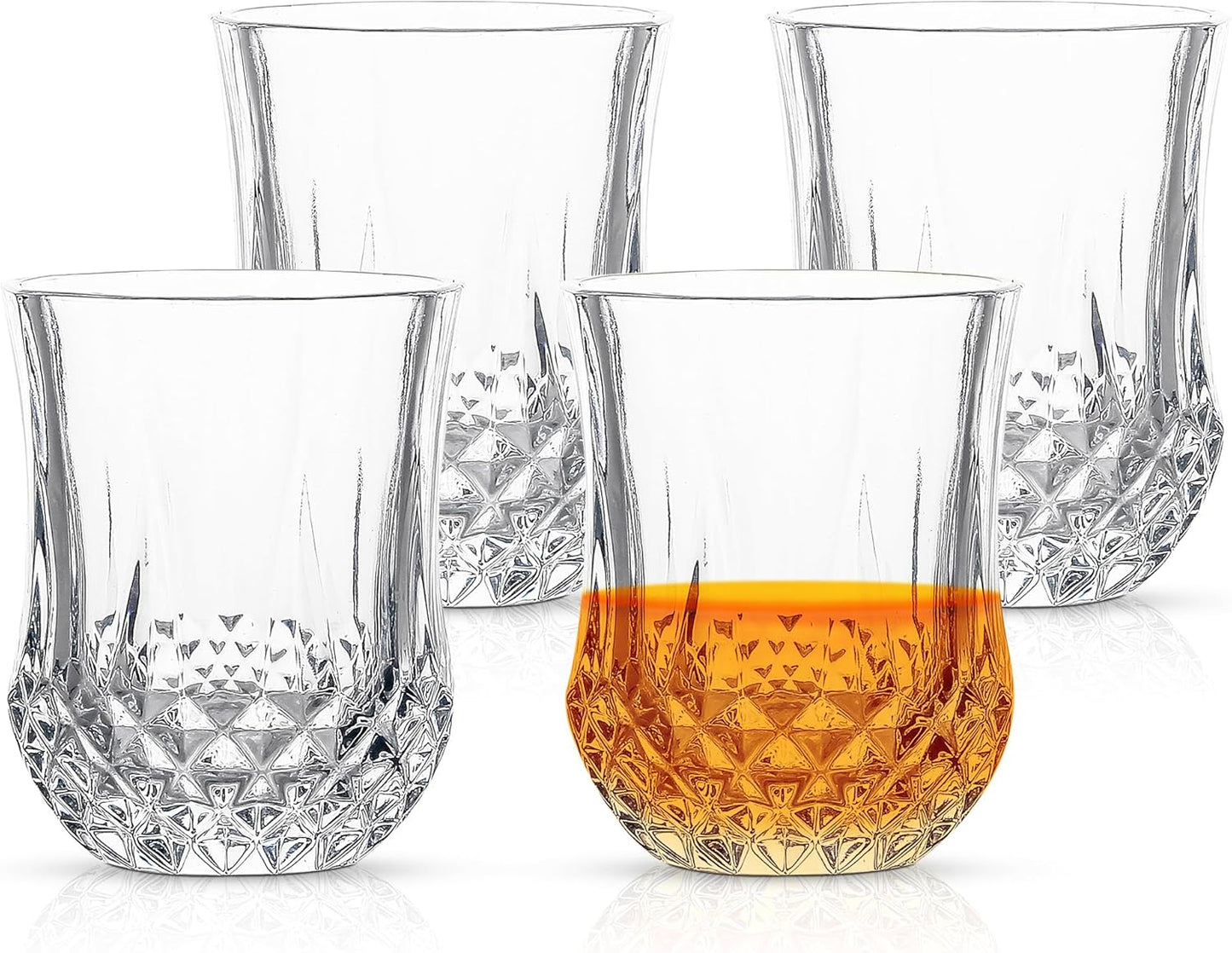 QUAFFER Classic Whiskey Glasses with Elegant Diamond Pattern 7oz