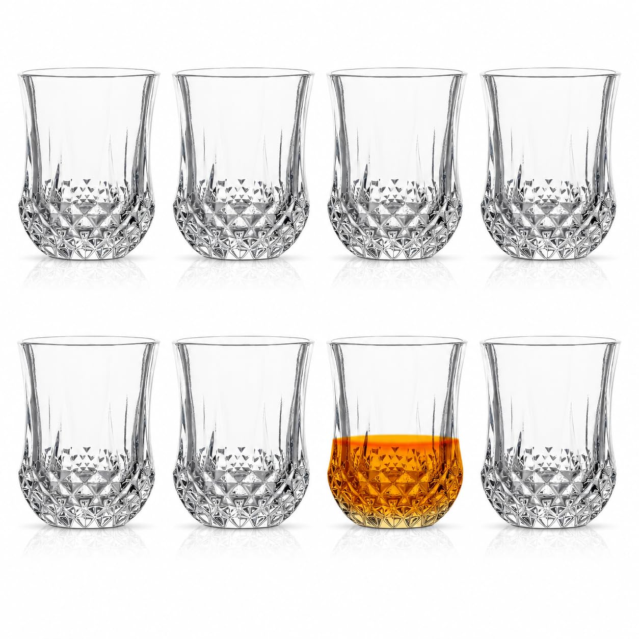 QUAFFER Classic Whiskey Glasses with Elegant Diamond Pattern 7oz