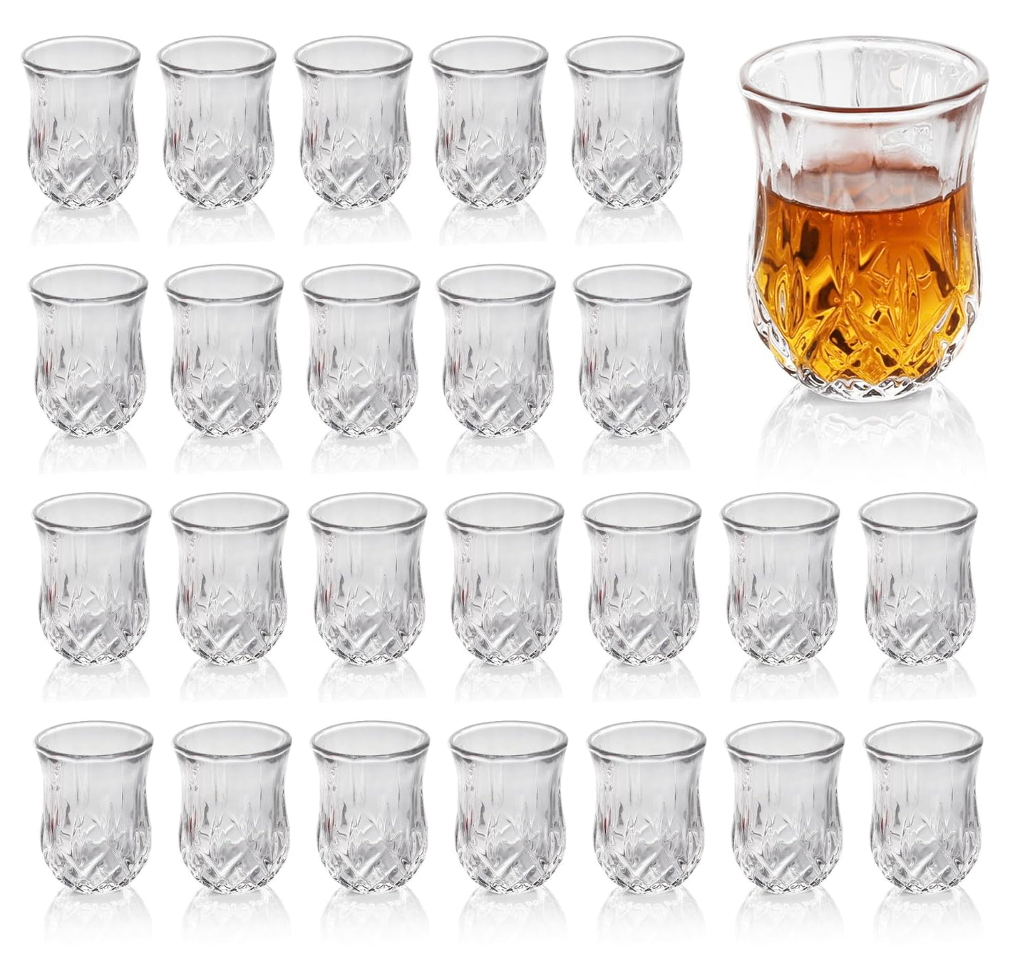 Quaffer Elegant Diamond Patterned Shot Glasses 1.75oz